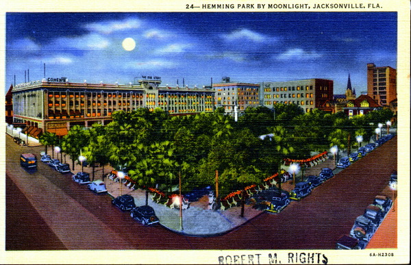 Hemming Park by moonlight- Jacksonville, Florida.