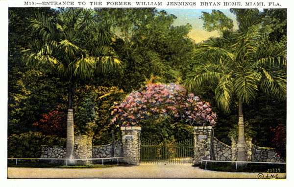 Entrance to the former William Jennings Bryan home - Miami, Florida