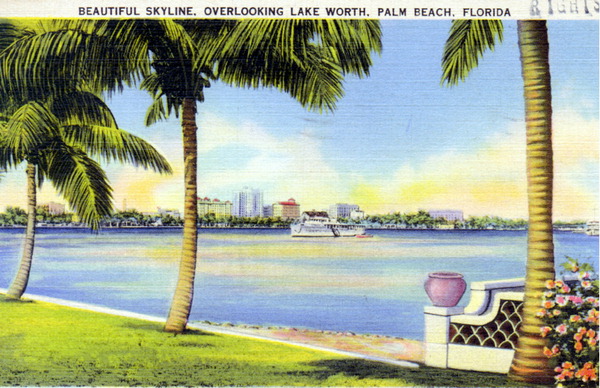 Beautiful skyline overlooking Lake Worth - Palm Beach, Florida