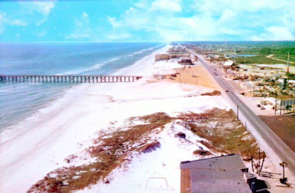 An aerial view of a lovely beach located on Panama City beaches.