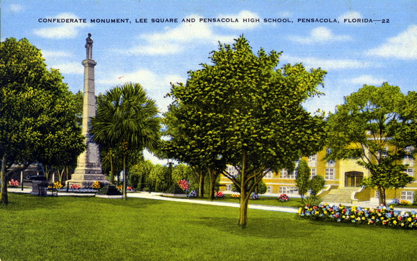 Confederate Monument, Lee Square and Pensacola High School - Pensacola, Florida.