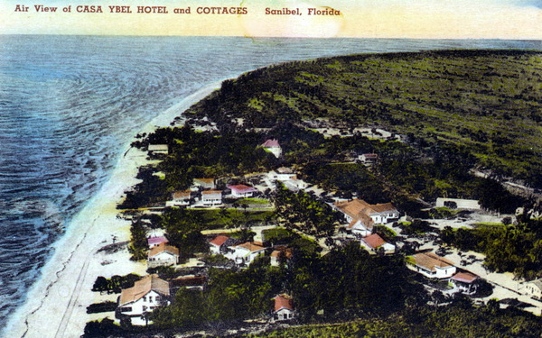 Air View of Casa Ybel Hotel and Cottages - Sanibel Island, Florida.