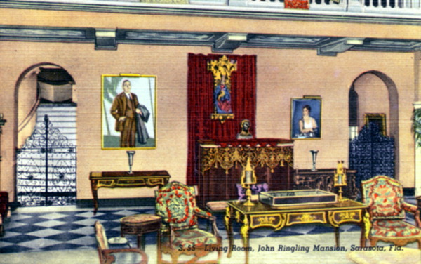 florida memory - living room, john ringling mansion