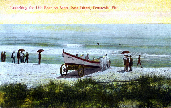 Launching the life boat on Santa Rosa Island - Pensacola, Florida.