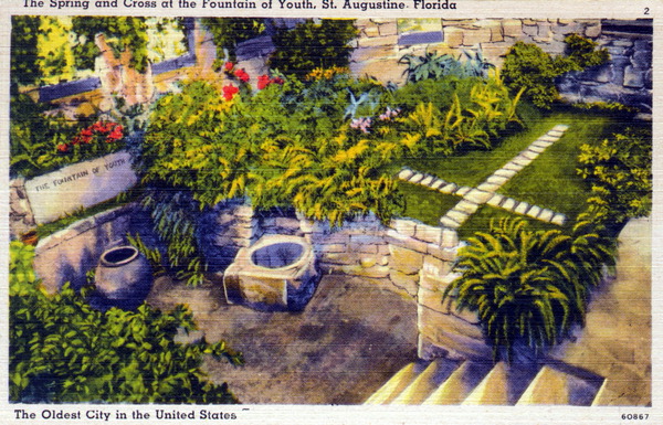 The spring and cross at the Fountain of Youth, St. Augustine, Florida