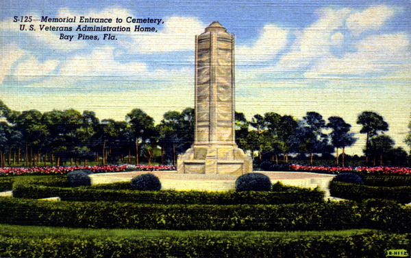 Memorial entrance to cemetery, U.S. Veterans Administration Home, Bay Pines, Florida.