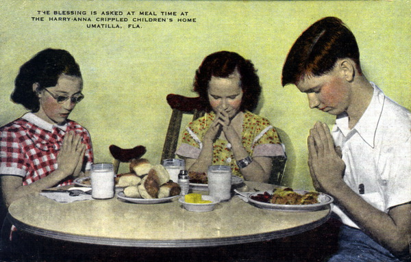 The blessing is asked at meal time at the Harry-Anna Crippled Children's Home - Umatilla, Florida