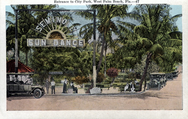 Entrance to city park - West Palm Beach, Florida..