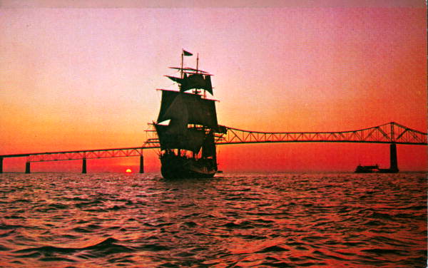 Bounty under sail at twilight - Saint Petersburg, Florida