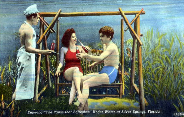 Enjoying "The Pause that Refreshes" underwater - Silver Springs, Florida