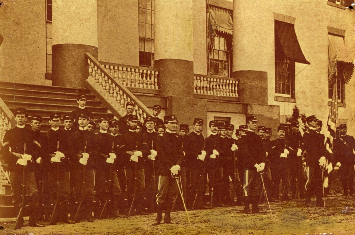 The Leon Guards, also known as The Governor's Guards, on the steps of the State Capitol in 1899.