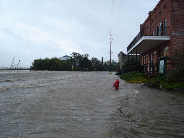 Flooded streets in Apalachicola during Hurricane Dennis.