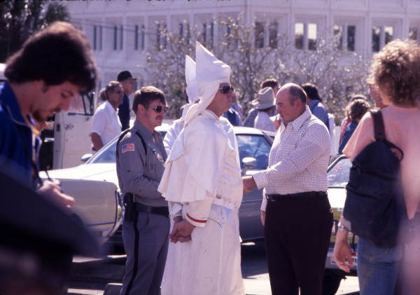 Close-up view showing some KKK members during their rally on South Monroe Street in Tallahassee, Florida.