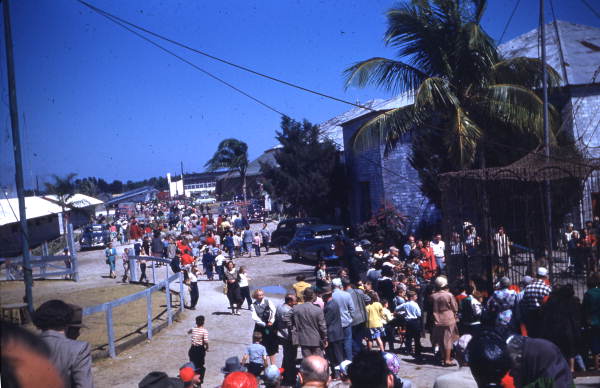 View showing crowds at the Ringling Brothers and Barnum and Bailey circus in Sarasota, Florida.