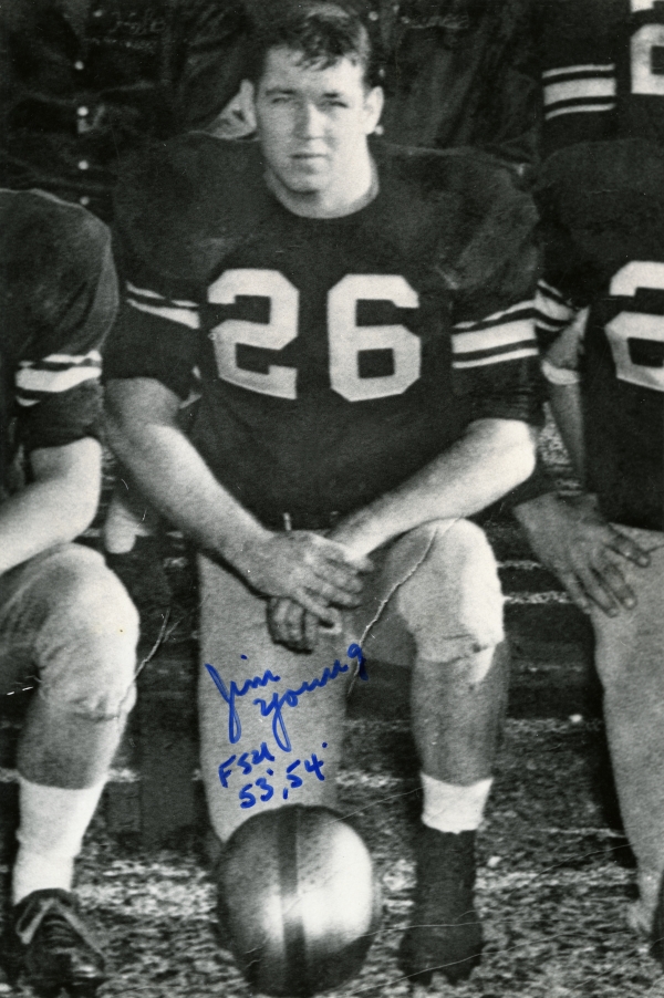Portrait of FSU football player Jim Young signed for the Silver Slipper restaurant in Tallahassee.