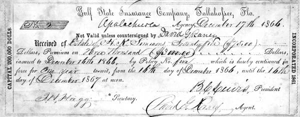 Photograph of a Gulf State Insurance Company receipt