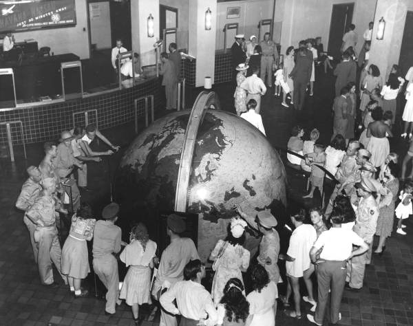 10-foot globe at the Dinner Key Base.