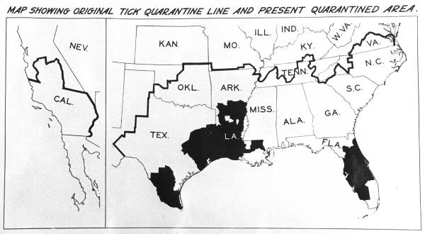 Map showing original tick quarantine line