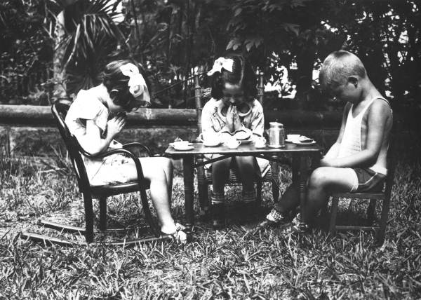 Blanche Joan, Mary Pat with boy at a tea party.