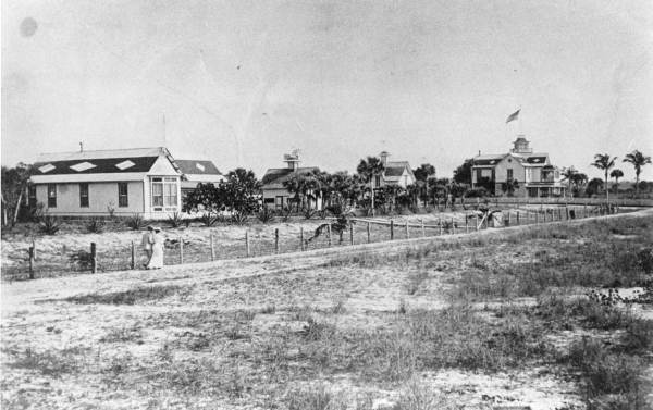 Naples beach from pier with Mr. Walter Haldeman's house at the left.