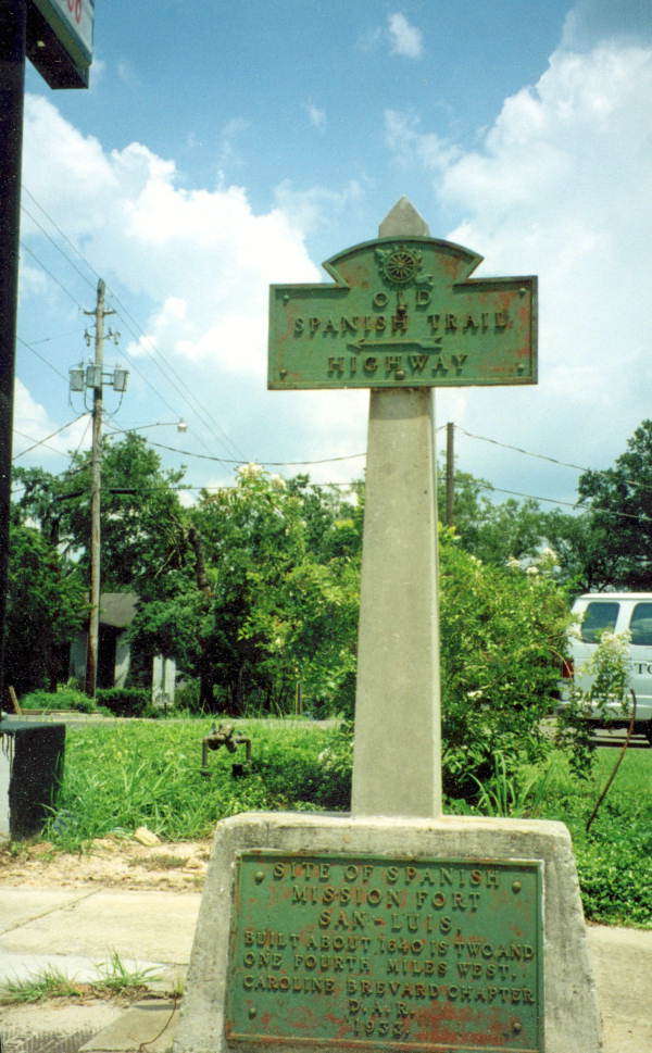 Monument for "Old Spanish Trail" and Spanish Mission for Fort San Luis.