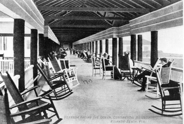 Veranda of the Continental Hotel facing the ocean - Atlantic Beach, Florida
