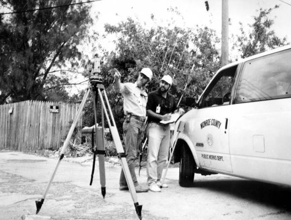 Surveyors for the Monroe County Public Works Department.