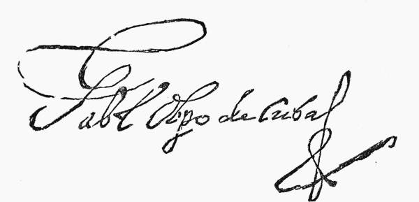Signature of Bishop Don Gabriel Diaz Vara Calderon