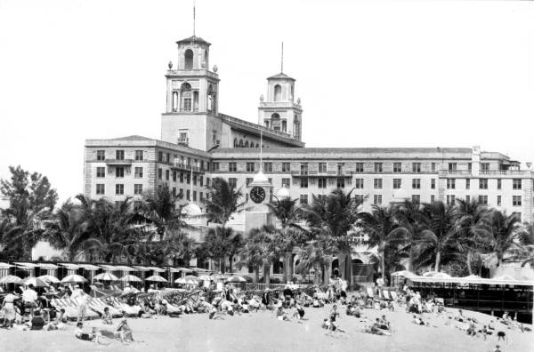 Cabanas and beach at The Breakers Hotel.