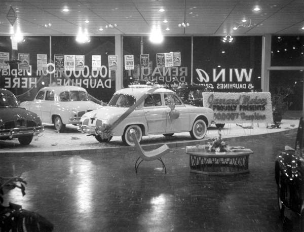 Renault "Dauphine" cars on display - Pensacola, Florida.