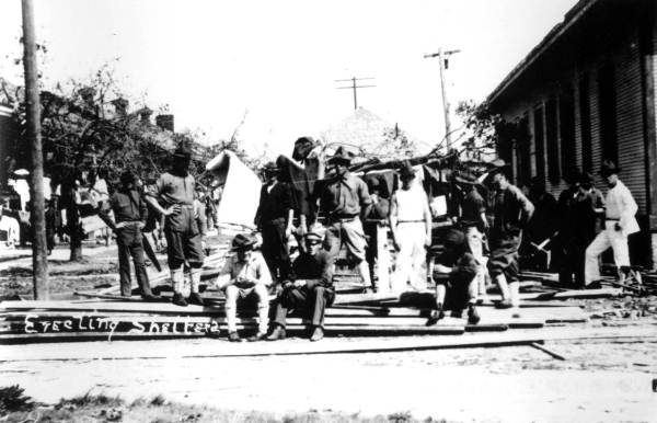 Erecting shelters after the hurricane - Key West, Florida.