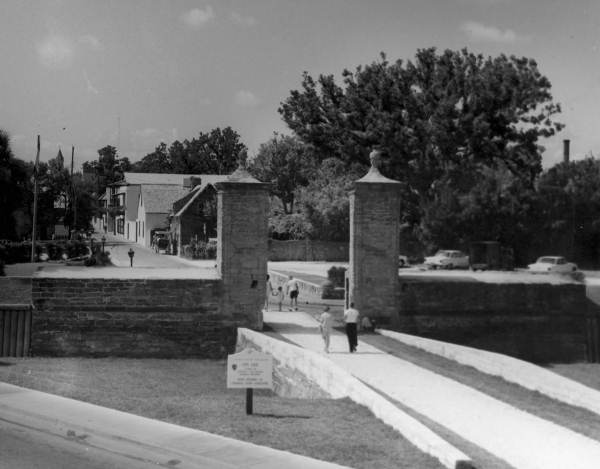 City gate looking south down Saint George street