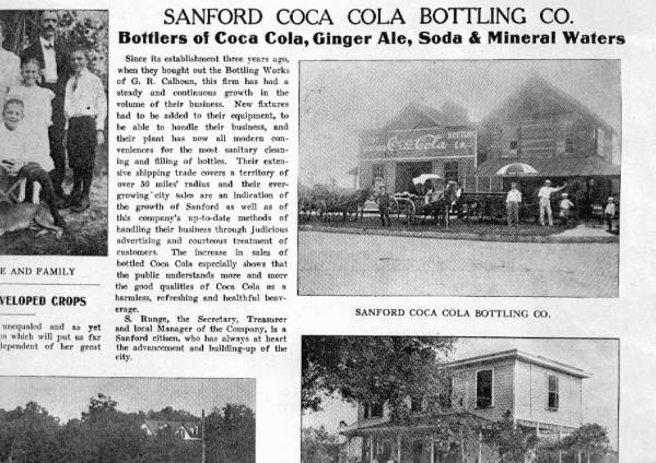 Sanford Coca Cola Bottling Company advertisement.