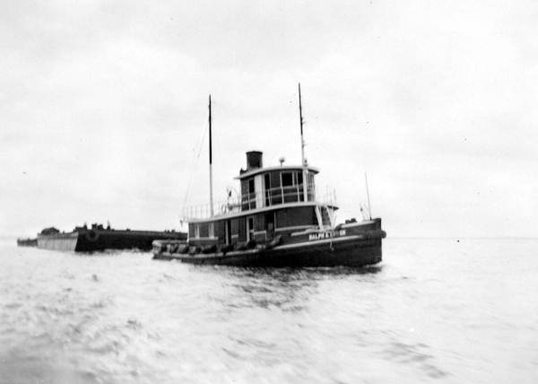Tugboat "Ralph E. Haven" towing scows in the Gulf of Mexico