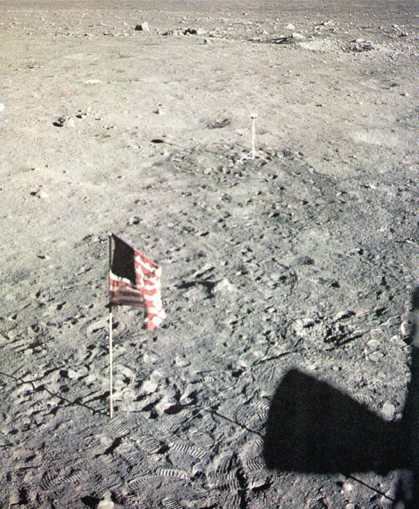 The United States flag on the moon