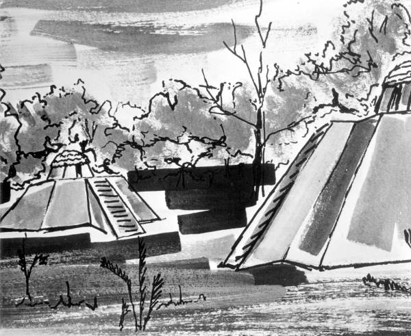 Painting of Lake Jackson Mounds