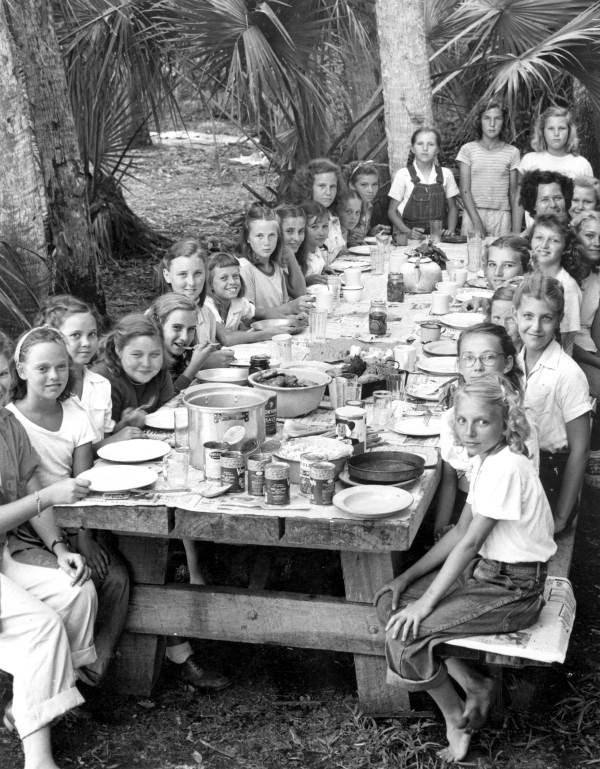 Girls at a picnic