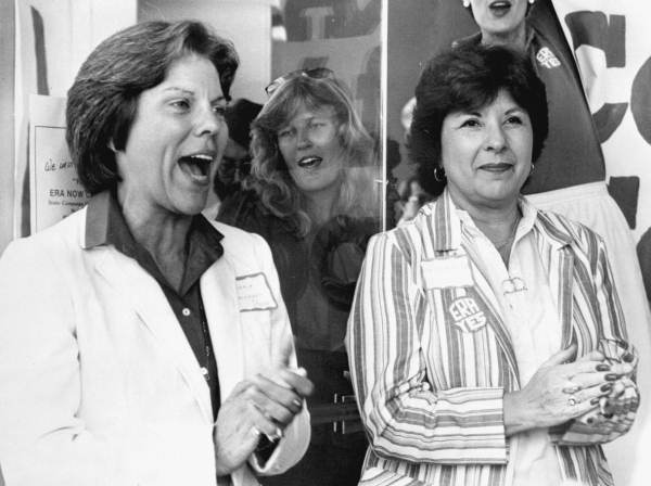 Gloria Reed and Representative Elaine Gordon celebrating ERA.