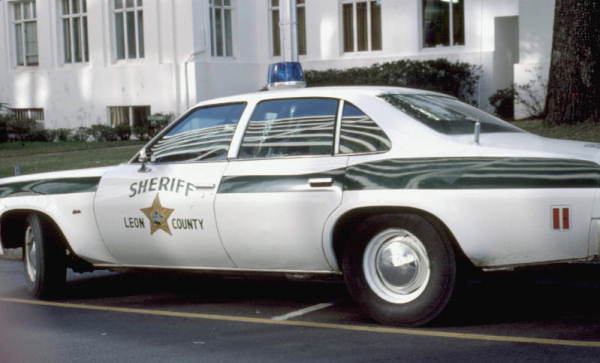 Police car in front of the federal courthouse - Tallahassee, Florida.