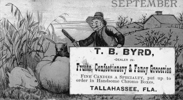 Advertisement for T. B. Byrd's fancy grocery store