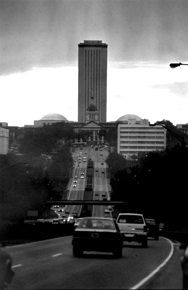 View down Apalachee Parkway at Florida's Capitol building.