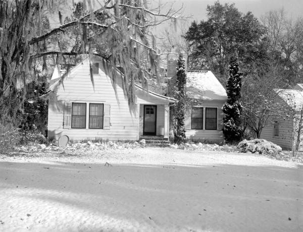 Tallahassee home covered in snow.