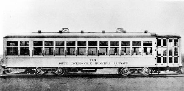 South Jacksonville Municipal Railways trolley car number 110.