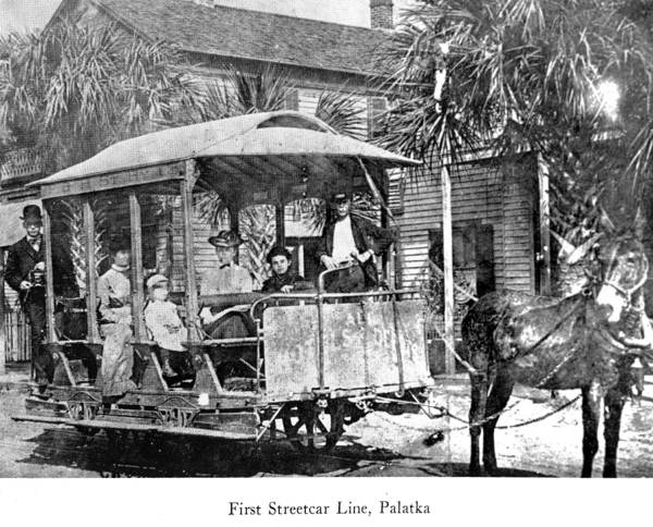 Palatka and Heights Street Railway Company's mule-drawn streetcar