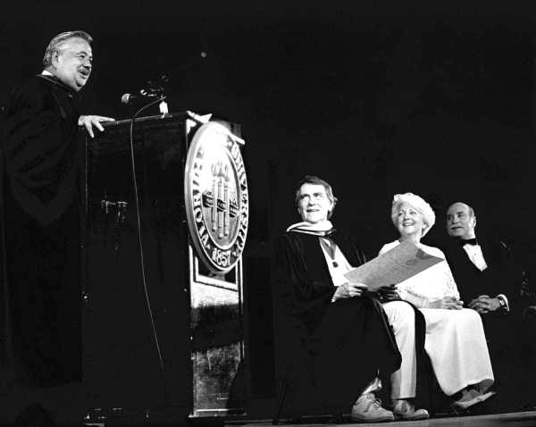 Bernard Sliger bestows honorary doctorate on Joseph Papp - Tallahassee, Florida