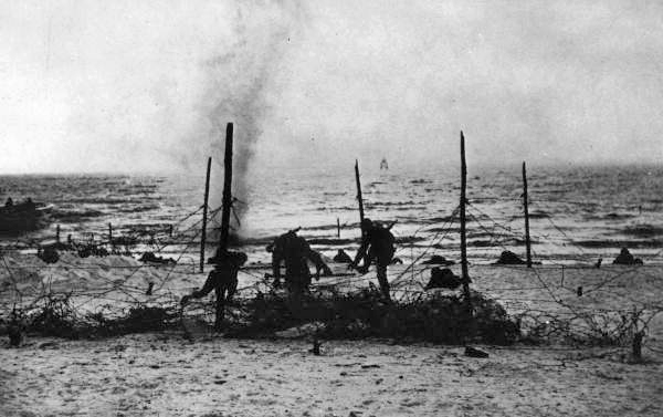 Practice at the beach of Camp Gordon Johnston.