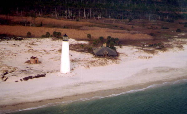 Aerial view of the Cape Saint George lighthouse - Saint George Island, Florida.