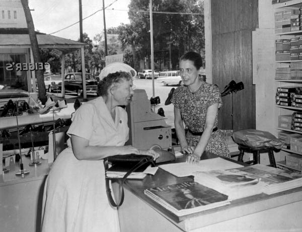 Clay County health society nurse at Geiger's store - Green Cove Springs, Florida.