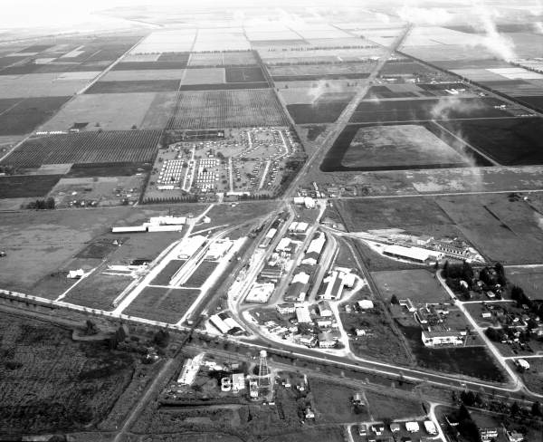 Aerial view showing a section of town - Belle Glade, Florida.