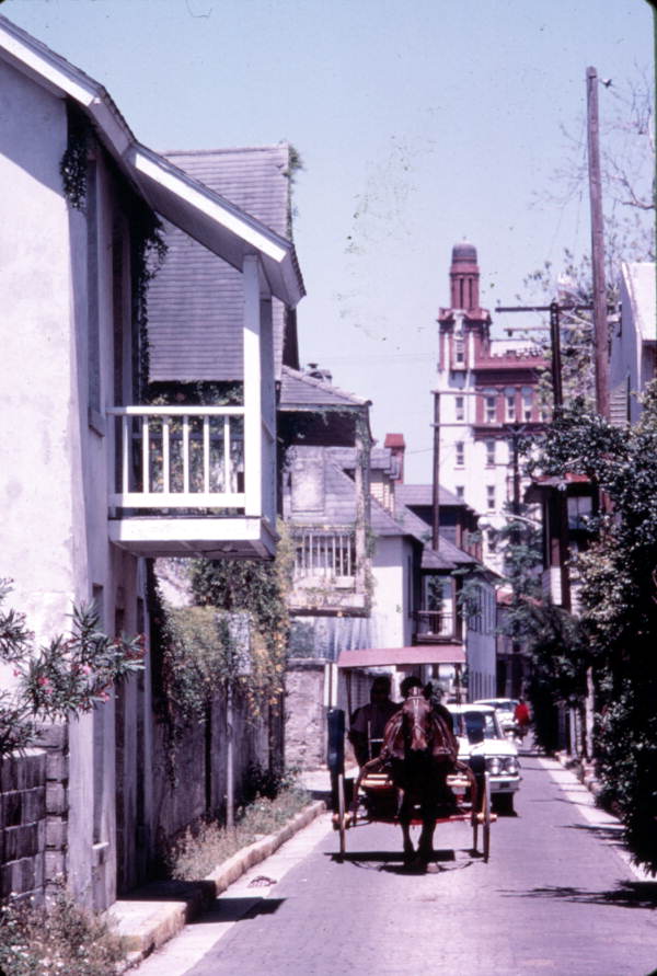 Looking down historic Aviles Street - Saint Augustine, Florida.